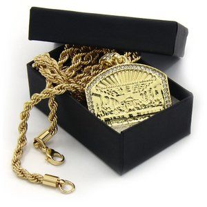 14k Gold Jesus Supper 24" Pendant + Necklace